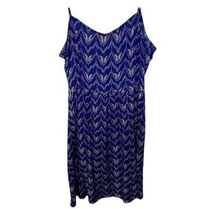 H&M Blue Chevron Print Drop Waist Dress